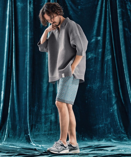 ANGENEHM（アンゲネーム）の「mhs2321-Skipper design airy yarn & mesh knitted polo shirt ニットポロシャツ（ポロシャツ・メンズ・ブラック/グレー/キナリ/ロイヤルブルー・S/M/L）」の19枚目の写真