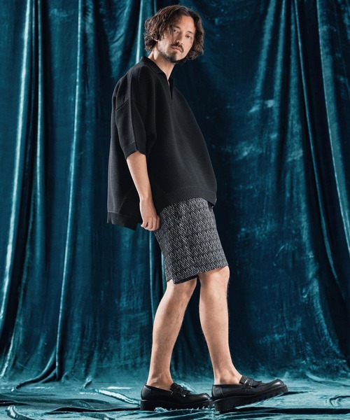 ANGENEHM（アンゲネーム）の「mhs2321-Skipper design airy yarn & mesh knitted polo shirt ニットポロシャツ（ポロシャツ・メンズ・ブラック/グレー/キナリ/ロイヤルブルー・S/M/L）」の14枚目の写真
