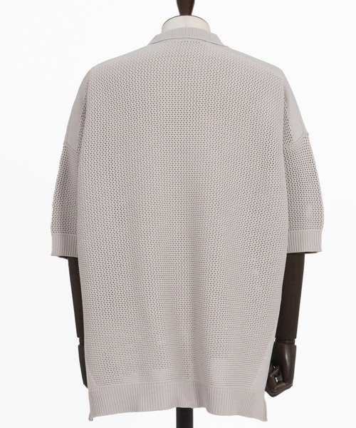 ANGENEHM（アンゲネーム）の「mhs2321-Skipper design airy yarn & mesh knitted polo shirt ニットポロシャツ（ポロシャツ・メンズ・ブラック/グレー/キナリ/ロイヤルブルー・S/M/L）」の9枚目の写真
