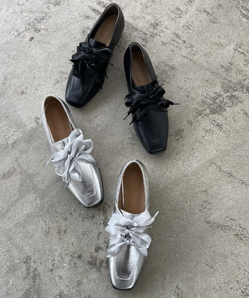 サテンリボンスクエアトゥローファー（ローファー）｜AIC.（エーアイ