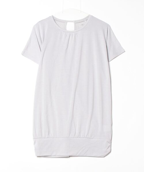 TIGORA(ティゴラ)の「ティゴラ TIGORA フィットネス 背中開きチュニックTシャツ(Tシャツ/カットソー・レディース・ライトグレー/ネイビー/エメラルド/ペールイエロー・S/M/L/XL)」の1枚目の写真