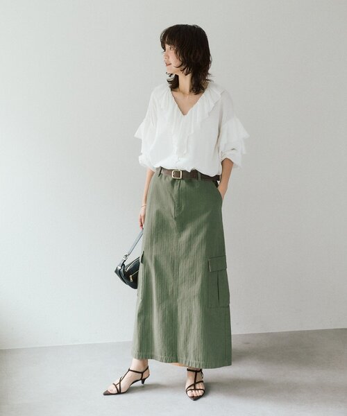 RIVE DROITE（リヴドロワ）の「【MONN.:.(モン)】カーゴマキシスカート（スカート・レディース・カーキ/ブラウン・38/36/34）」の16枚目の写真