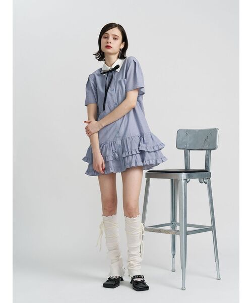 jouetie リボンタイヘムフリルチュニックシャツ ワンピース トップス jouetie（ジュエティ）の「リボンタイヘムフリルチュニック