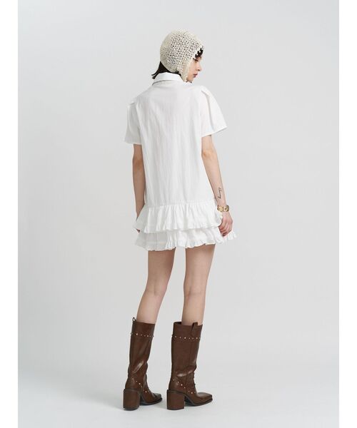 jouetie リボンタイヘムフリルチュニックシャツ ワンピース トップス リボンタイヘムフリルチュニックシャツ（ワンピース）｜jouetie