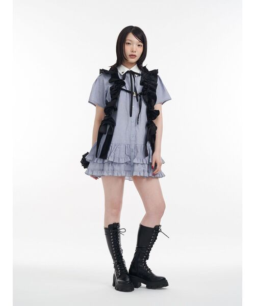 jouetie リボンタイヘムフリルチュニックシャツ ワンピース トップス jouetie（ジュエティ）の「リボンタイヘムフリルチュニック