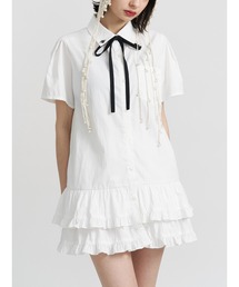 jouetie | リボンタイヘムフリルチュニックシャツ(ワンピース)