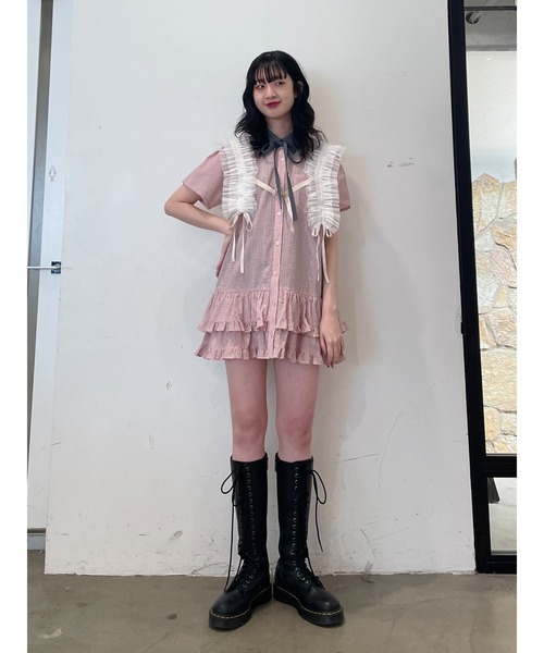 jouetie（ジュエティ）の「リボンタイヘムフリルチュニックシャツ