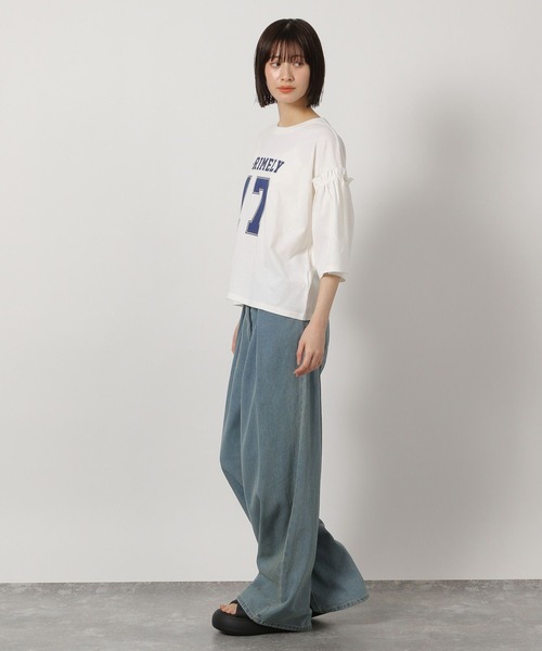 LAKOLE（ラコレ）の「袖フリルカレッジロゴＴ / 325505（Tシャツ/カットソー・レディース・チャコール/オフホワイト/レッド・FREE）」の5枚目の写真