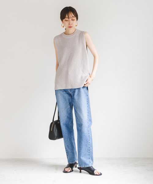 Noble（ノーブル）の「《追加》片畦ノースリーブニット（ニット/セーター・レディース・サックスブルー/マルチ/ライトグレー・FREE）」の6枚目の写真