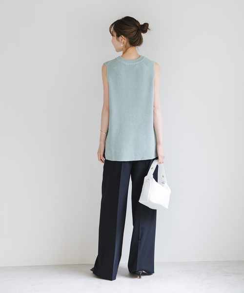 Noble（ノーブル）の「《追加》片畦ノースリーブニット（ニット/セーター・レディース・サックスブルー/マルチ/ライトグレー・FREE）」の14枚目の写真