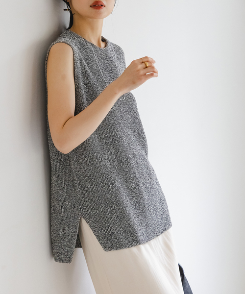 Noble（ノーブル）の「《追加》片畦ノースリーブニット（ニット/セーター・レディース・サックスブルー/マルチ/ライトグレー・FREE）」の17枚目の写真