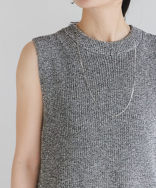 Noble（ノーブル）の「《追加》片畦ノースリーブニット（ニット/セーター・レディース・サックスブルー/マルチ/ライトグレー・FREE）」の19枚目の写真