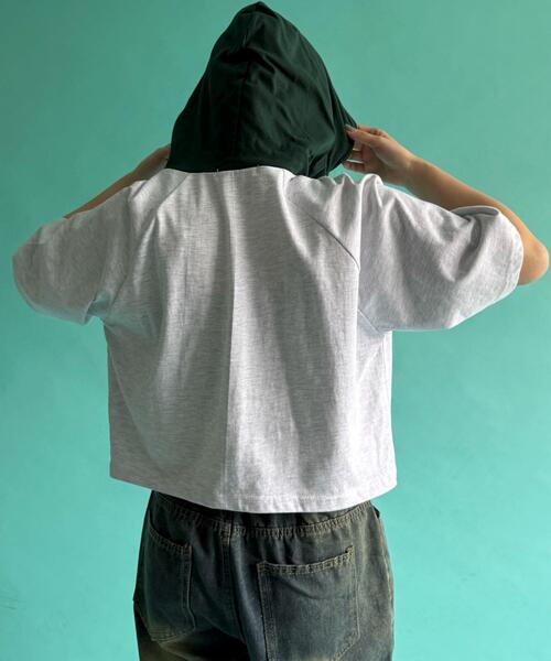 WOND(ウォンド)の「WOND/フーデッドバイカラーT(Tシャツ/カットソー・レディース・ブラック/グリーン・FREE)」の14枚目の写真