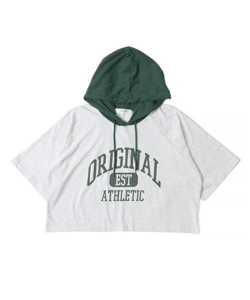 WOND(ウォンド)の「WOND/フーデッドバイカラーT(Tシャツ/カットソー・レディース・ブラック/グリーン・FREE)」の12枚目の写真