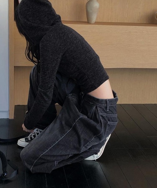 MEMECLE(メメクル)の「【 MEMECLE / メメクル 】ワイドヴィンテージサイドタックデニムパンツ(デニムパンツ・レディース・ブルー/ブラック/ライトブルー・M/S/L)」の15枚目の写真