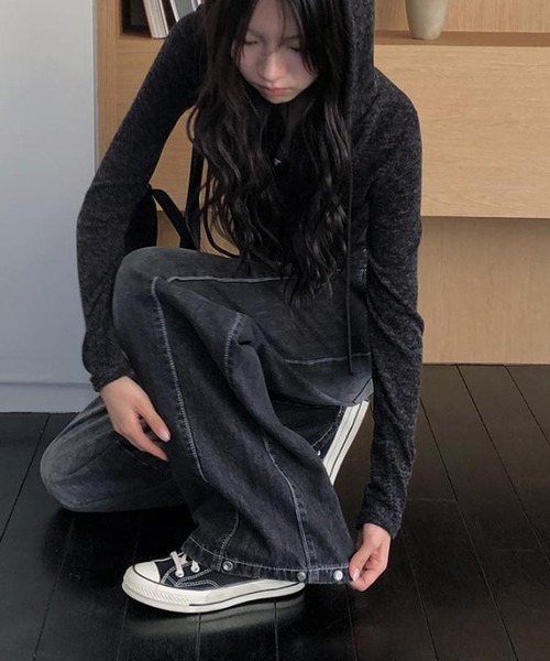 MEMECLE(メメクル)の「【 MEMECLE / メメクル 】ワイドヴィンテージサイドタックデニムパンツ(デニムパンツ・レディース・ブルー/ブラック/ライトブルー・M/S/L)」の8枚目の写真