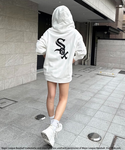 スパイラルガール mlbワンピース MLB】スウェットZIPドルマンバイカラーワンピース(F グレー