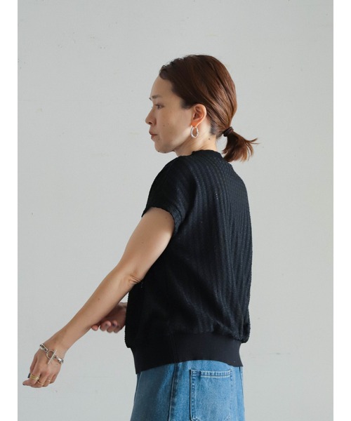 FIL DE FER(フィルデフェール)の「変形レースストライプ リブ付キフレンチP/O(Tシャツ/カットソー・レディース・ブラック/ホワイト・FREE)」の13枚目の写真