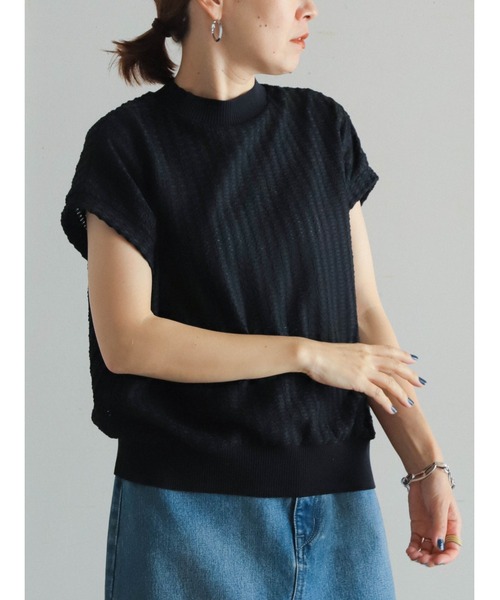 FIL DE FER(フィルデフェール)の「変形レースストライプ リブ付キフレンチP/O(Tシャツ/カットソー・レディース・ブラック/ホワイト・FREE)」の12枚目の写真