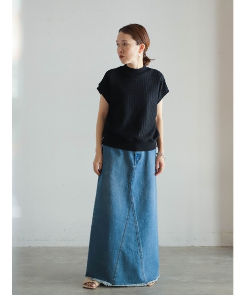FIL DE FER(フィルデフェール)の「変形レースストライプ リブ付キフレンチP/O(Tシャツ/カットソー・レディース・ブラック/ホワイト・FREE)」の14枚目の写真