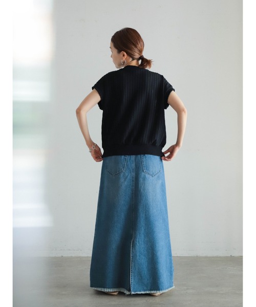 FIL DE FER(フィルデフェール)の「変形レースストライプ リブ付キフレンチP/O(Tシャツ/カットソー・レディース・ブラック/ホワイト・FREE)」の16枚目の写真