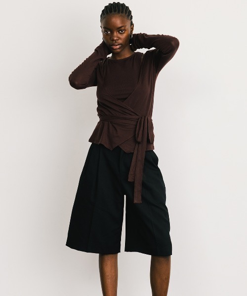 CREDONA（クレドナ）の「SLK SHEER CACHECOEUR CAMI  SET/シアーカシュクールキャミセット（Tシャツ/カットソー・レディース・ネイビー/バーガンディー・FREE）」の10枚目の写真