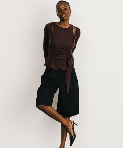 CREDONA（クレドナ）の「SLK SHEER CACHECOEUR CAMI  SET/シアーカシュクールキャミセット（Tシャツ/カットソー・レディース・ネイビー/バーガンディー・FREE）」の11枚目の写真