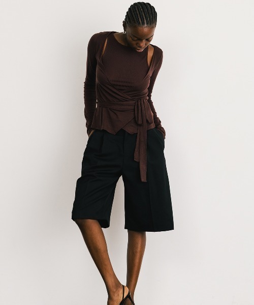 CREDONA（クレドナ）の「SLK SHEER CACHECOEUR CAMI  SET/シアーカシュクールキャミセット（Tシャツ/カットソー・レディース・ネイビー/バーガンディー・FREE）」の12枚目の写真