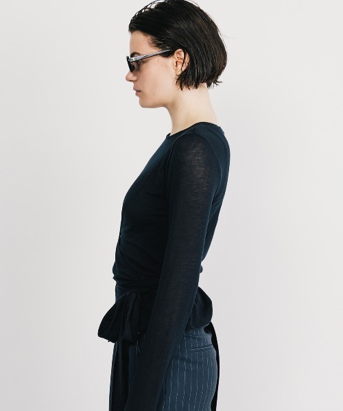 CREDONA（クレドナ）の「SLK SHEER CACHECOEUR CAMI  SET/シアーカシュクールキャミセット（Tシャツ/カットソー・レディース・ネイビー/バーガンディー・FREE）」の14枚目の写真