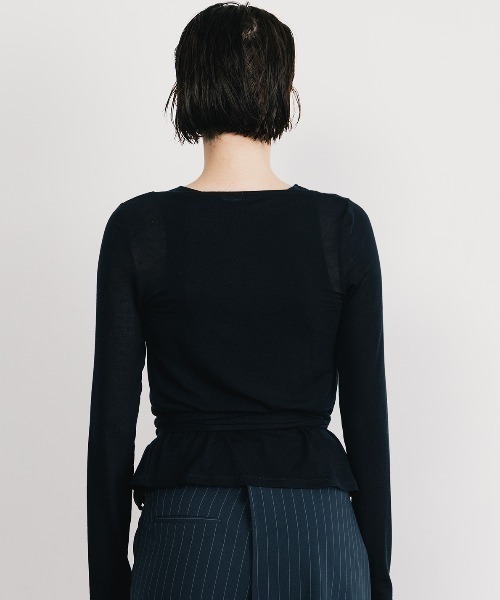 CREDONA（クレドナ）の「SLK SHEER CACHECOEUR CAMI  SET/シアーカシュクールキャミセット（Tシャツ/カットソー・レディース・ネイビー/バーガンディー・FREE）」の15枚目の写真