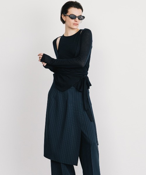 CREDONA（クレドナ）の「SLK SHEER CACHECOEUR CAMI  SET/シアーカシュクールキャミセット（Tシャツ/カットソー・レディース・ネイビー/バーガンディー・FREE）」の3枚目の写真