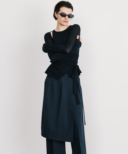 CREDONA（クレドナ）の「SLK SHEER CACHECOEUR CAMI  SET/シアーカシュクールキャミセット（Tシャツ/カットソー・レディース・ネイビー/バーガンディー・FREE）」の17枚目の写真