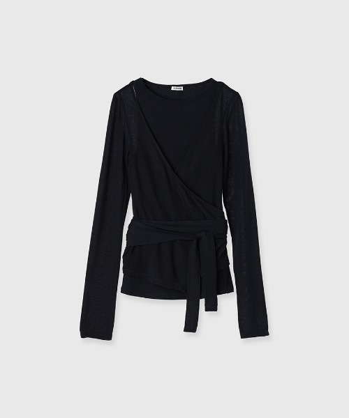 CREDONA（クレドナ）の「SLK SHEER CACHECOEUR CAMI  SET/シアーカシュクールキャミセット（Tシャツ/カットソー・レディース・ネイビー/バーガンディー・FREE）」の19枚目の写真