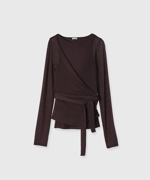 CREDONA（クレドナ）の「SLK SHEER CACHECOEUR CAMI  SET/シアーカシュクールキャミセット（Tシャツ/カットソー・レディース・ネイビー/バーガンディー・FREE）」の20枚目の写真