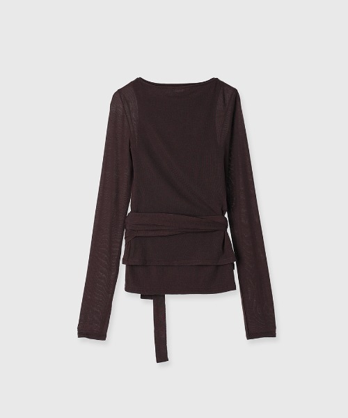 CREDONA（クレドナ）の「SLK SHEER CACHECOEUR CAMI  SET/シアーカシュクールキャミセット（Tシャツ/カットソー・レディース・ネイビー/バーガンディー・FREE）」の21枚目の写真