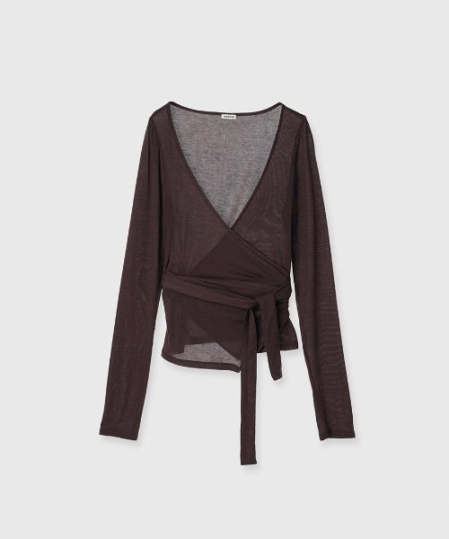 CREDONA（クレドナ）の「SLK SHEER CACHECOEUR CAMI  SET/シアーカシュクールキャミセット（Tシャツ/カットソー・レディース・ネイビー/バーガンディー・FREE）」の22枚目の写真