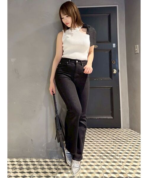 dazzlin（ダズリン）の「ワンショルリボンノースリトップス（ニット/セーター・レディース・オフホワイト/グレー/ブラック・FREE）」の9枚目の写真