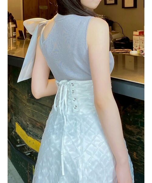 dazzlin（ダズリン）の「ワンショルリボンノースリトップス（ニット/セーター・レディース・オフホワイト/グレー/ブラック・FREE）」の18枚目の写真