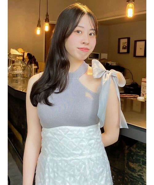 dazzlin（ダズリン）の「ワンショルリボンノースリトップス（ニット/セーター・レディース・オフホワイト/グレー/ブラック・FREE）」の19枚目の写真