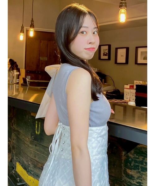 dazzlin（ダズリン）の「ワンショルリボンノースリトップス（ニット/セーター・レディース・オフホワイト/グレー/ブラック・FREE）」の20枚目の写真