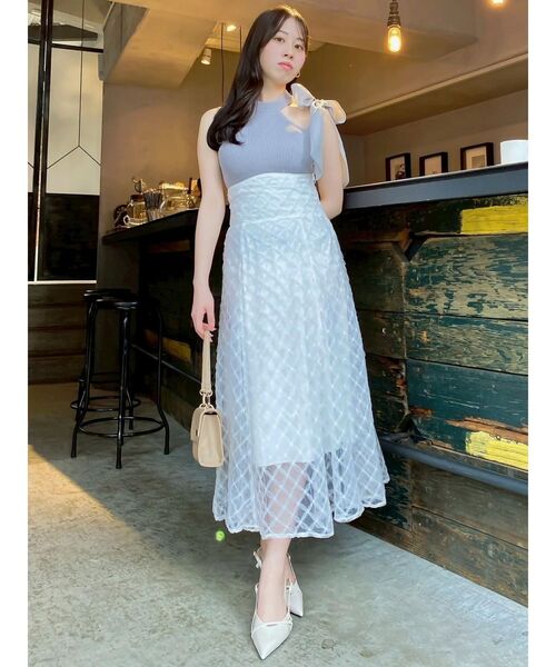 dazzlin（ダズリン）の「ワンショルリボンノースリトップス（ニット/セーター・レディース・オフホワイト/グレー/ブラック・FREE）」の21枚目の写真