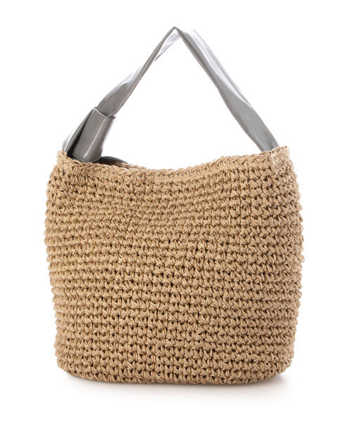 cache cache(カシュ カシュ)の「カシュカシュ cachecache / リボンハンドルクロッシェミニトート(かごバッグ・レディース・キャメル/グレー/イエロー/ブラック・FREE)」の2枚目の写真