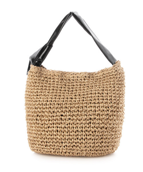 cache cache(カシュ カシュ)の「カシュカシュ cachecache / リボンハンドルクロッシェミニトート(かごバッグ・レディース・キャメル/グレー/イエロー/ブラック・FREE)」の1枚目の写真