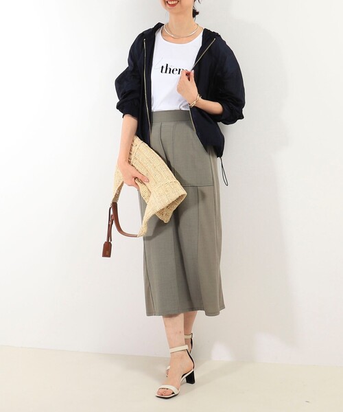 MICO COULIER（ミコクリエ）の「オーガンジーグログランフードブルゾン（ブルゾン・レディース・オフホワイト/ネイビー/グレイッシュベージュ・38）」の7枚目の写真