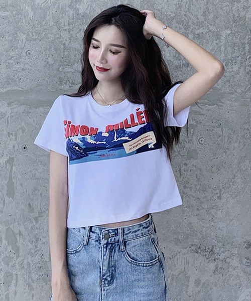 Songe（ソンジュ）の「フロントプリント半袖Tシャツ（Tシャツ/カットソー・レディース・ホワイト・L/M）」の5枚目の写真