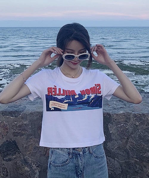 Songe（ソンジュ）の「フロントプリント半袖Tシャツ（Tシャツ/カットソー・レディース・ホワイト・L/M）」の9枚目の写真