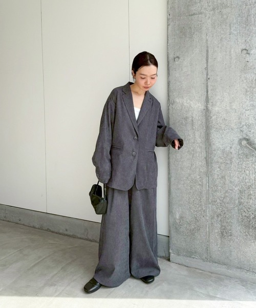 select MOCA by son（セレクトモカバイソン）の「コーデュロイテーラードジャケット（テーラードジャケット・レディース・チャコール/ブラウン/ブラック・FREE）」の6枚目の写真