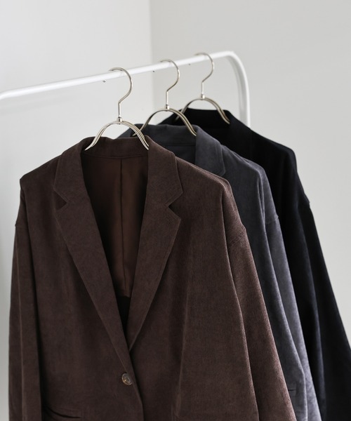 select MOCA by son（セレクトモカバイソン）の「コーデュロイテーラードジャケット（テーラードジャケット・レディース・チャコール/ブラウン/ブラック・FREE）」の17枚目の写真