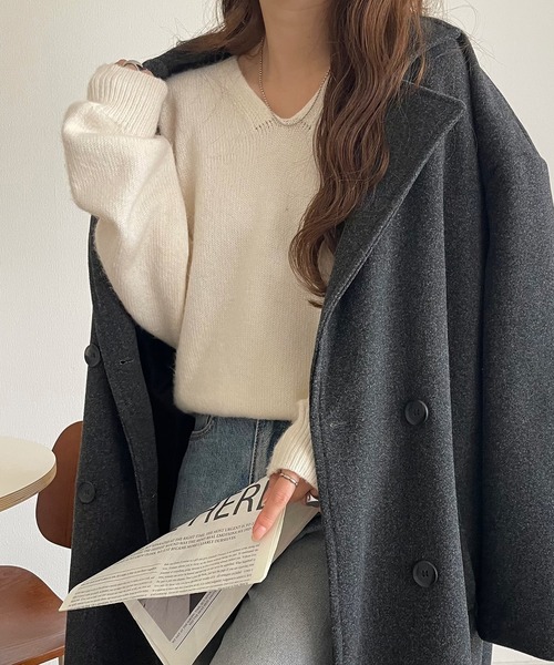 classicalelf（クラシカルエルフ）の「ふわっと軽やか◎メランジ調Vネックニットプルオーバー（長袖）（ニット/セーター・レディース・ベージュ/チャコール/イエロー/ブラウン/ブルーグレー/アイボリー・LARGE/MEDIUM/SMALL/X-LARGE）」の17枚目の写真