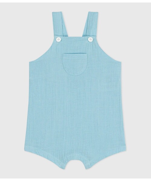 PETIT BATEAU(プチバトー)の「ショートサロペット(サロペット/オーバーオール・キッズ・ネイビー/ライトブルー・12MONTH/18MONTH/24MONTH/36MONTH)」の2枚目の写真